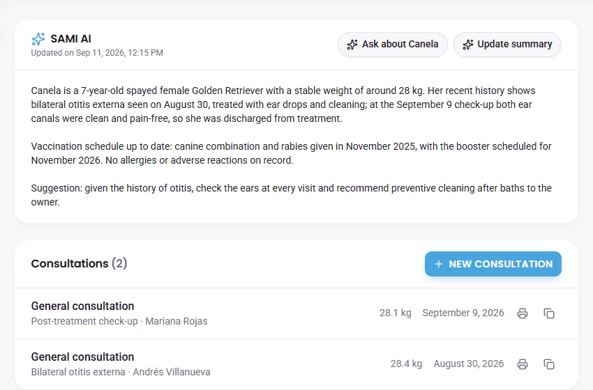 Sami AI: veterinary practice management with artificial intelligence